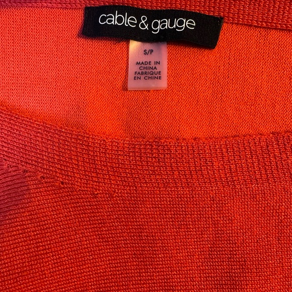 Cable and gauge size small boat neck long sleeve knit orange sweater. - Picture 7 of 7